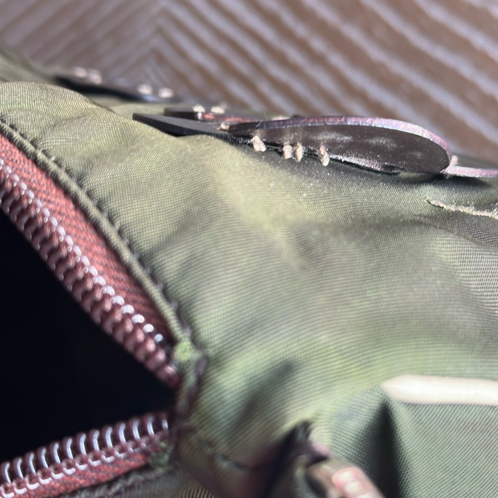 Prada Tessuto Fiori Flower Vintage Khaki Green Nylon/Leather Shoulder Bag - Picture 11 of 16